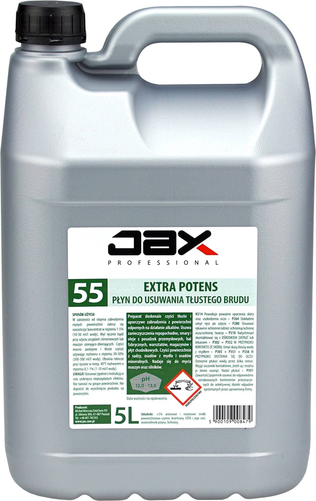 EXTRA POTENS PREPARAT DO USUWANIA TŁUSTEGO BRUDU JAX PROFESSIONAL 55 5l
