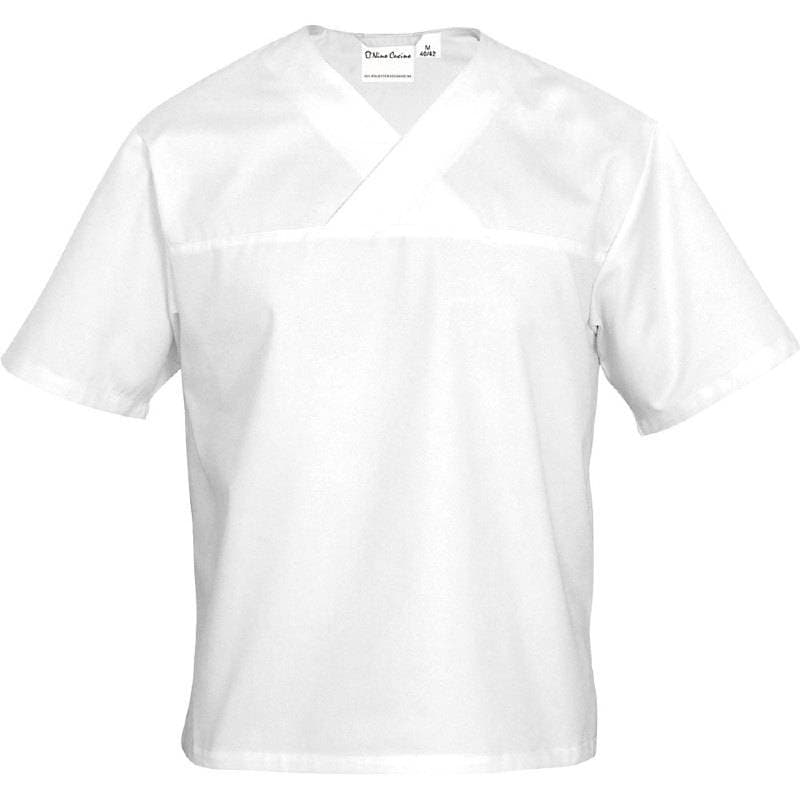 Bluza w serek biała krótki rękaw XL unisex