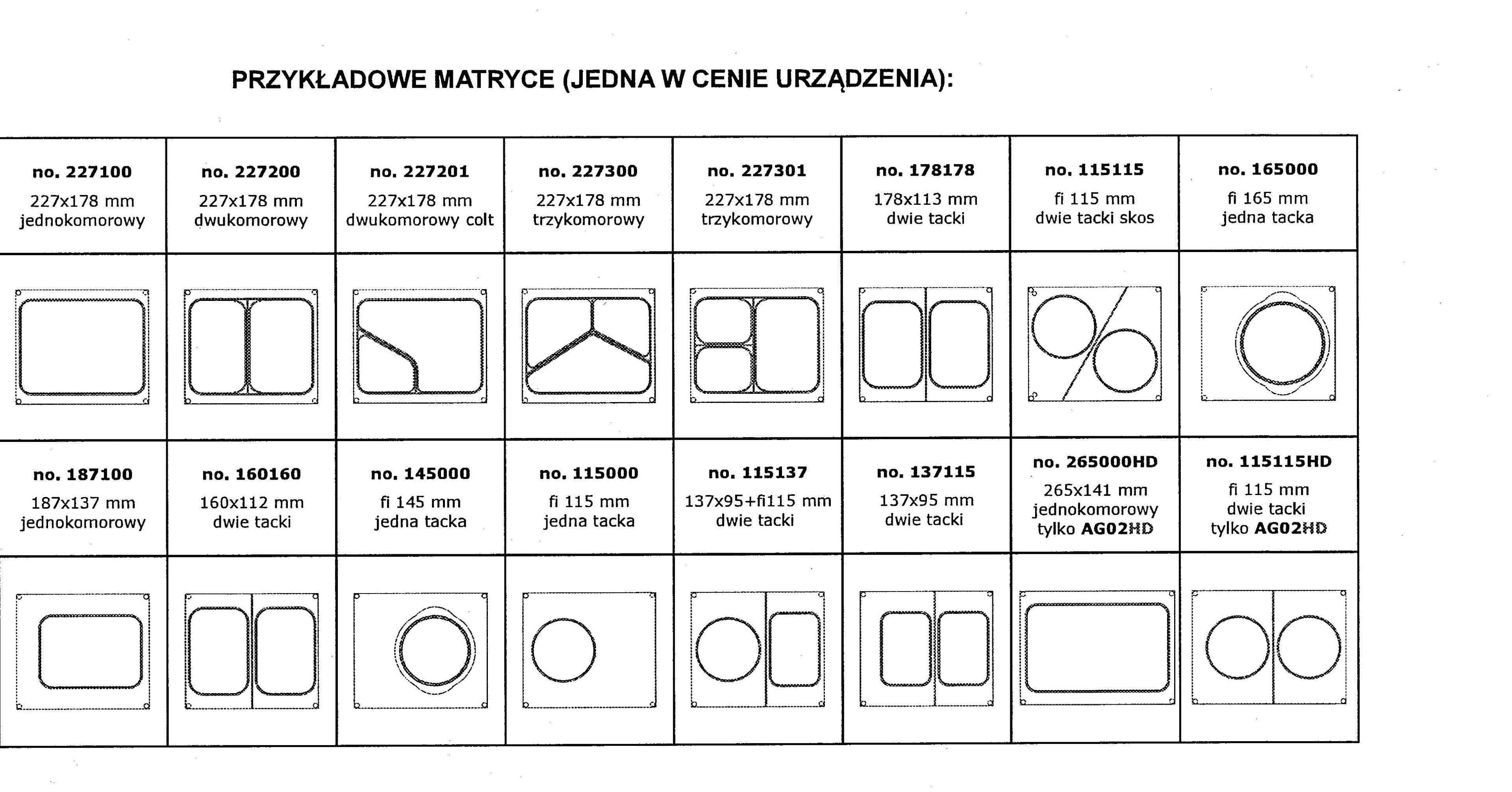Matryca dwie tacki 160x112mm do zgrzewarek AG02E/AG02HD